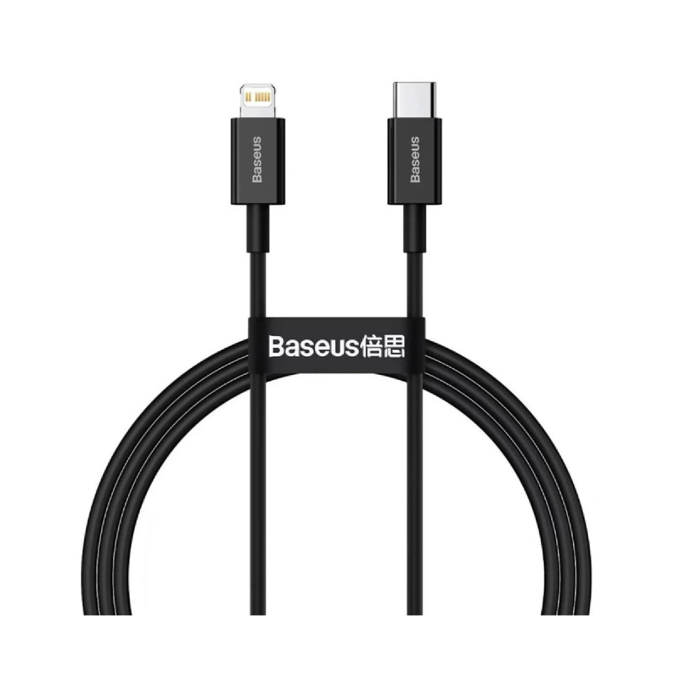 Baseus Câble de Charge et Transfert USB-C-Lightning 20W 1m Noir
