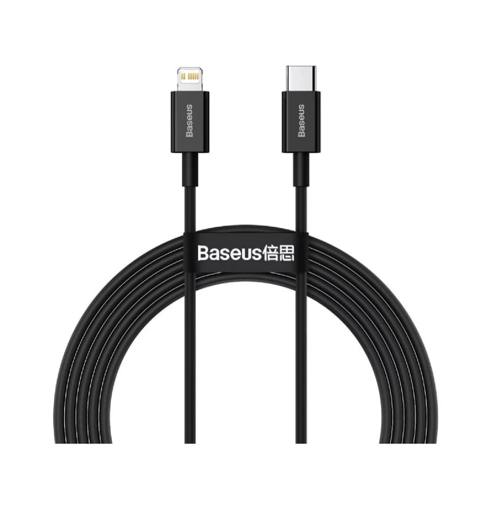 Baseus Câble de Charge et Transfert USB-C-Lightning 20W 2m Noir