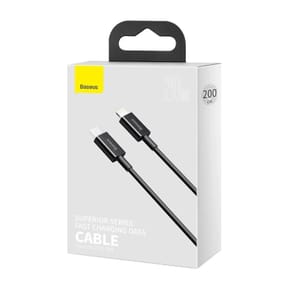 Baseus Câble de Charge et Transfert USB-C-Lightning 20W 2m Noir — image 5