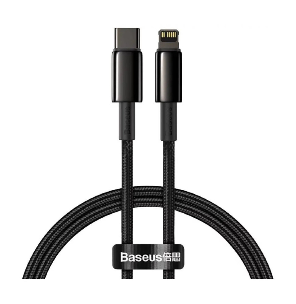 Baseus Câble de Charge et Transfert USB-C-Lightning 20W 2m Noir