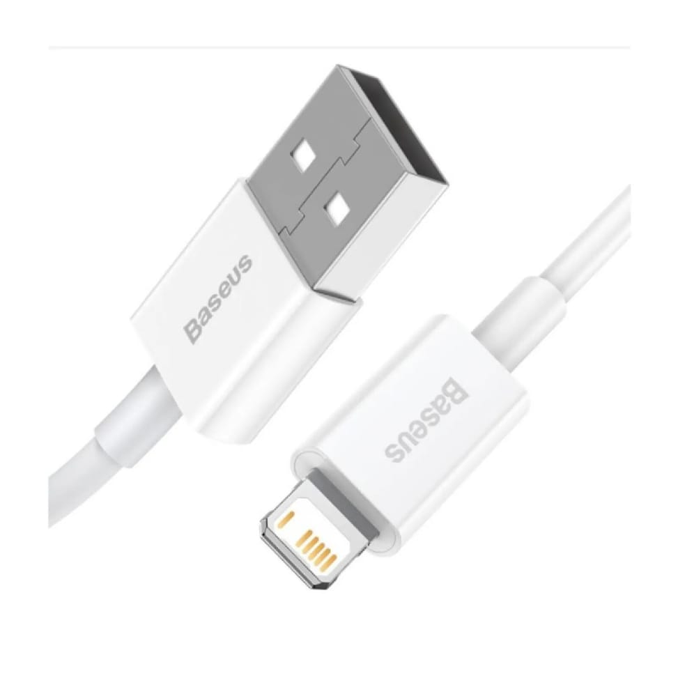 Baseus Câble de Charge et Transfert USB-Lightning 2,4A 25cm Rapide Blanc — image 3