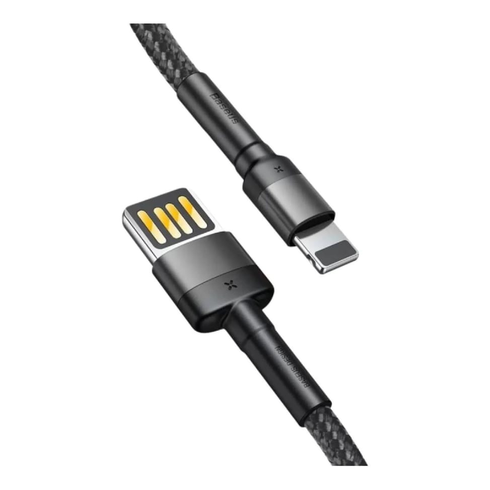 Baseus Câble de Charge et Transfert USB-Lightning Double Face 2,4A 1m Noir — image 2