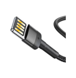 Baseus Câble de Charge et Transfert USB-Lightning Double Face 2,4A 1m Noir