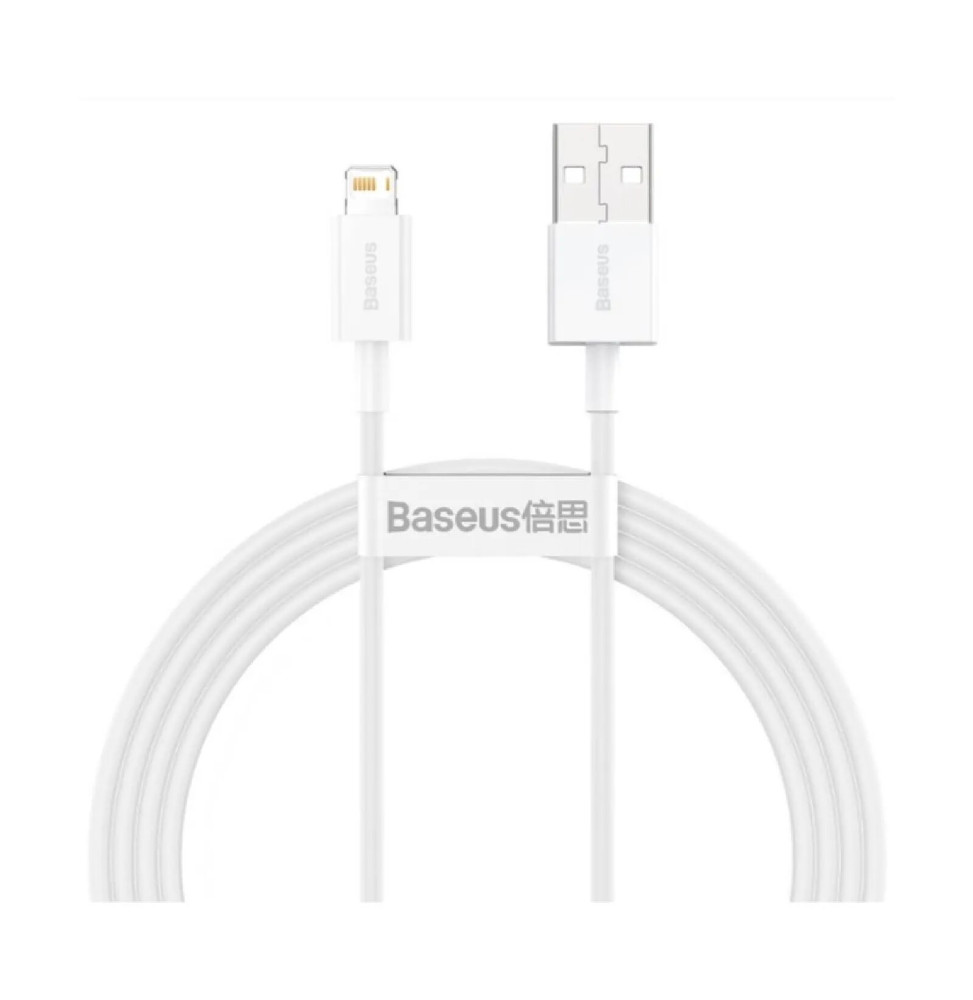 Baseus Câble de Charge et Transfert USB-Lightning Rapide 2,4A 1,5m Rapide Blanc