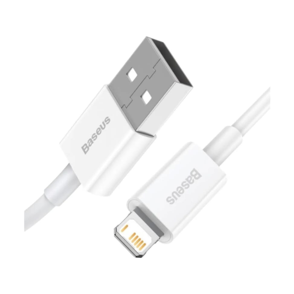 Baseus Câble de Charge et Transfert USB-Lightning Rapide 2,4A 1,5m Rapide Blanc — image 3