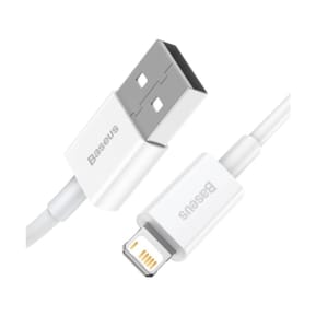 Baseus Câble de Charge et Transfert USB-Lightning Rapide 2,4A 1,5m Rapide Blanc — image 3