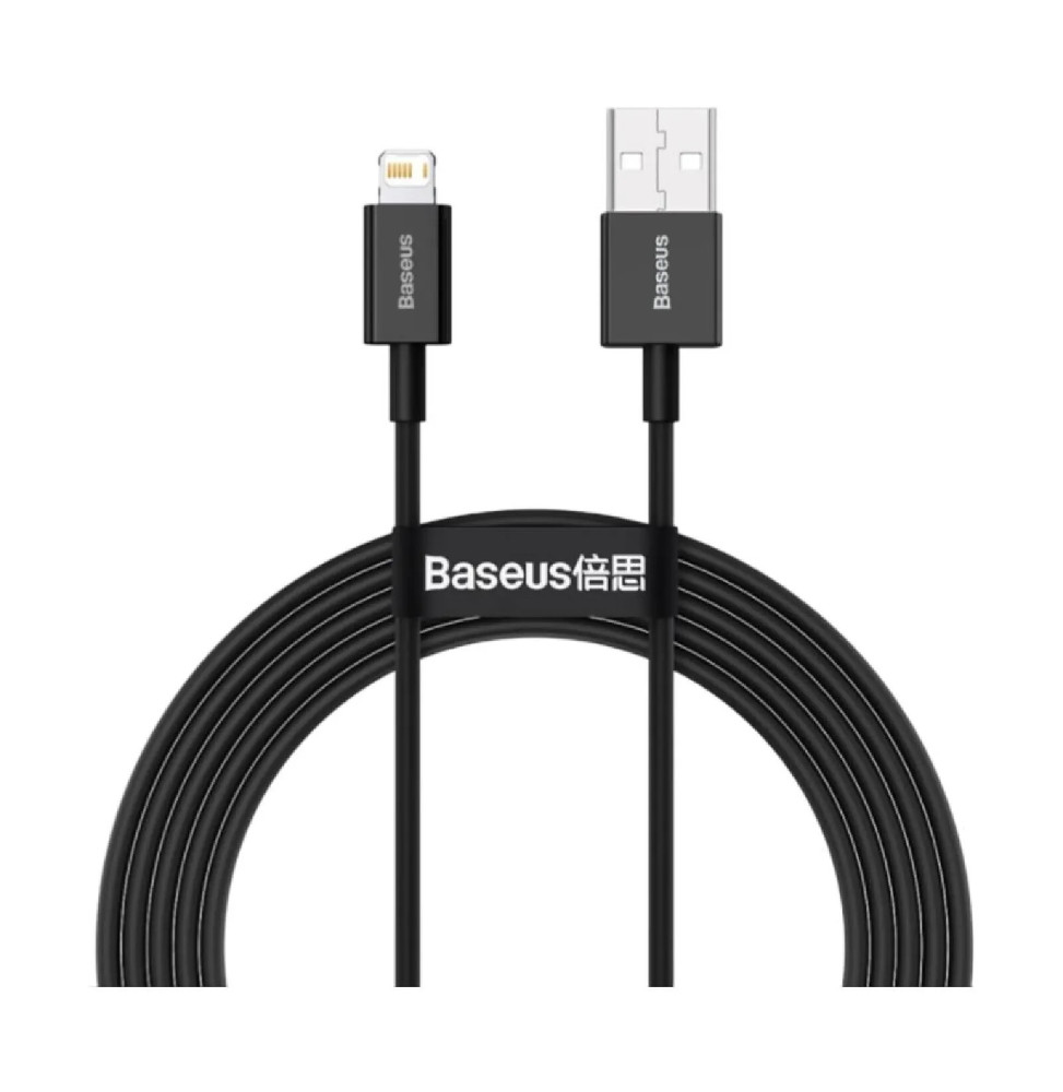 Baseus Câble de Charge et Transfert USB-Lightning Rapide 2,4A 2m Rapide Noir
