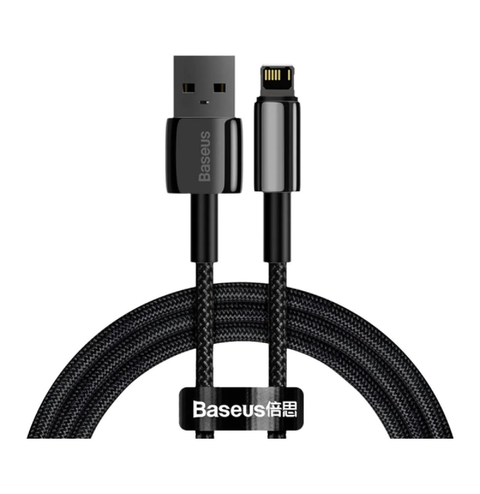 Baseus Câble de Charge et Transfert USB-Lightning Tungsten Gold 2,4A 1m Noir