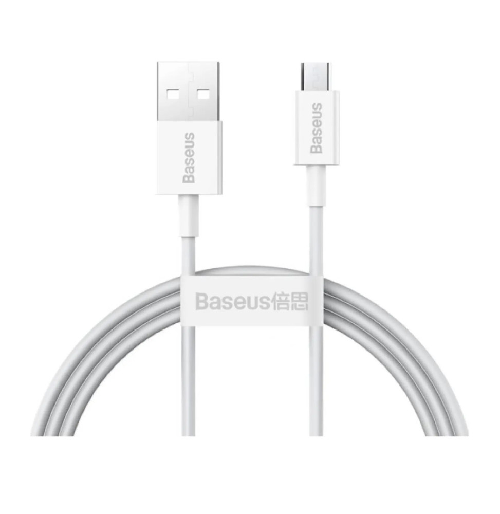 Baseus Câble de Charge et Transfert USB-MicroUSB 2A 1m Blanc