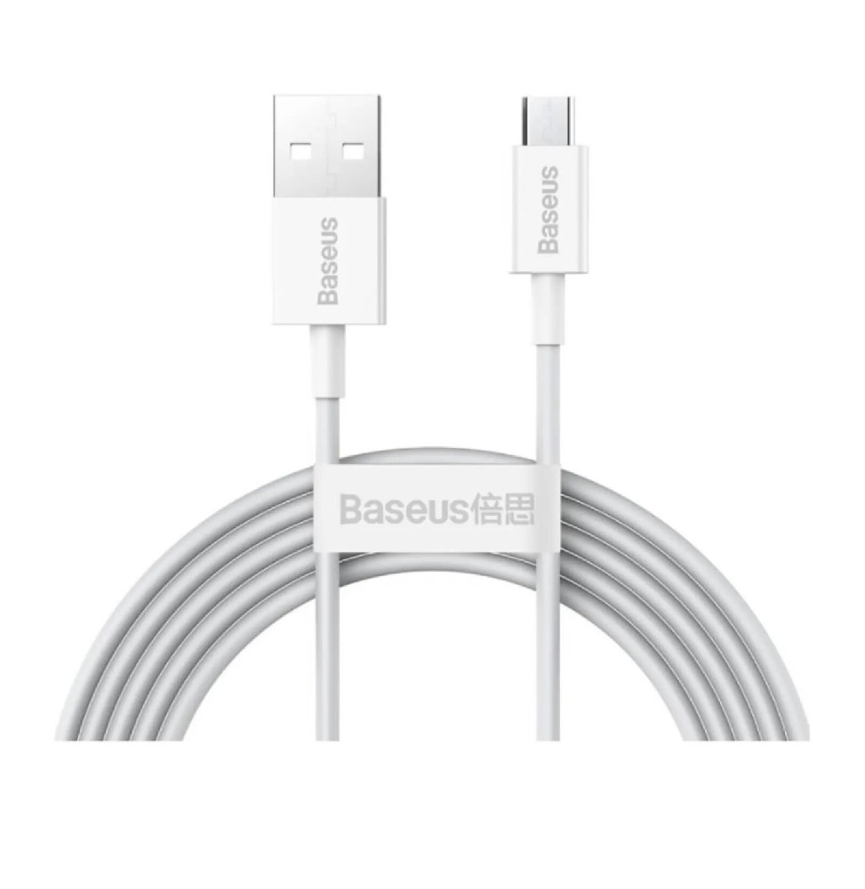 Baseus Câble de Charge et Transfert USB-MicroUSB 2A 2m Blanc