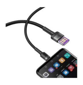 Baseus Câble de Charge et Transfert USB-USB-C Double Face 5A 1m Noir