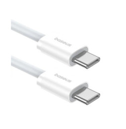 Baseus Câble de Données et de Charge Rapide USB-C / USB-C 30W PD 480 Mbps 1 mètre Blanc