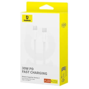 Baseus Câble de Données et de Charge Rapide USB-C / USB-C 30W PD 480 Mbps 1 mètre Blanc — image 3