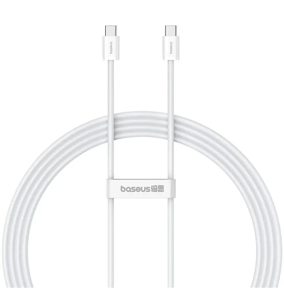 Baseus Câble de Données et de Charge Rapide USB-C / USB-C 30W PD 480 Mbps 2 mètres Blanc