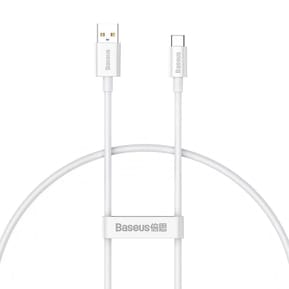 Baseus Câble de Données et de Charge USB-A / USB-C 100W 480 Mbps 0,25 mètre Blanc
