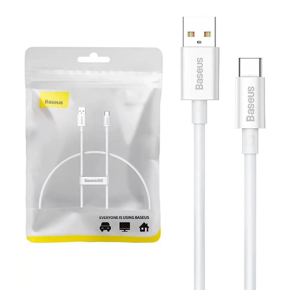 Baseus Câble de Données et de Charge USB-A / USB-C 100W 480 Mbps 0,25 mètre Blanc — image 3