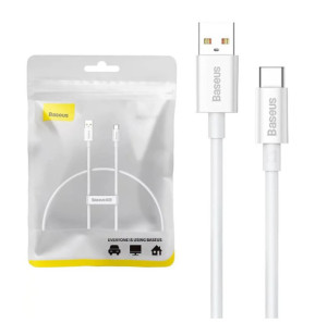 Baseus Câble de Données et de Charge USB-A / USB-C 100W 480 Mbps 0,25 mètre Blanc
