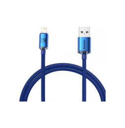 Baseus Câble Lightning vers USB 20W Modèle Crystal Shine Charge et Synchronisation 1,2m Bleu