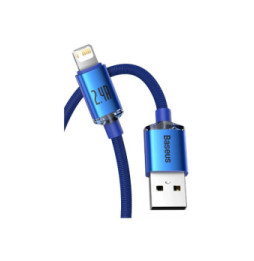 Baseus Câble Lightning vers USB 20W Modèle Crystal Shine Charge et Synchronisation 1,2m Bleu