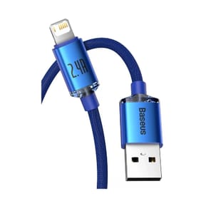 Baseus Câble Lightning vers USB 20W Modèle Crystal Shine Charge et Synchronisation 1,2m Bleu — image 2