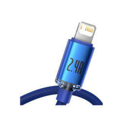 Baseus Câble Lightning vers USB 20W Modèle Crystal Shine Charge et Synchronisation 1,2m Bleu