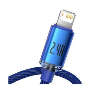Baseus Câble Lightning vers USB 20W Modèle Crystal Shine Charge et Synchronisation 1,2m Bleu