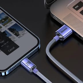 Baseus Câble Lightning vers USB 20W Modèle Crystal Shine Charge et Synchronisation 1,2m Lavande — image 4