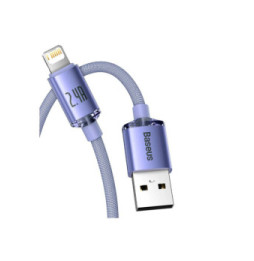 Baseus Câble Lightning vers USB 20W Modèle Crystal Shine Charge et Synchronisation 1,2m Lavande