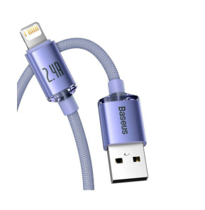 Baseus Câble Lightning vers USB 20W Modèle Crystal Shine Charge et Synchronisation 1,2m Lavande