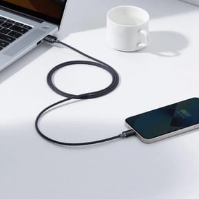 Baseus Câble Lightning vers USB 20W Modèle Crystal Shine Charge et Synchronisation 1,2m Noir — image 4