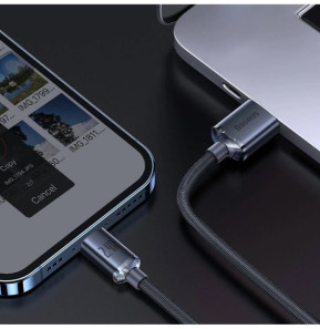 Baseus Câble Lightning vers USB 20W Modèle Crystal Shine Charge et Synchronisation 1,2m Noir