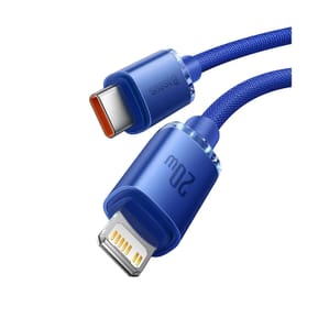 Baseus Câble Lightning vers USB-C 20W Crystal Shine Charge et Synchronisation 1,2m Bleu — image 3
