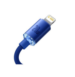 Baseus Câble Lightning vers USB-C 20W Crystal Shine Charge et Synchronisation 1,2m Bleu