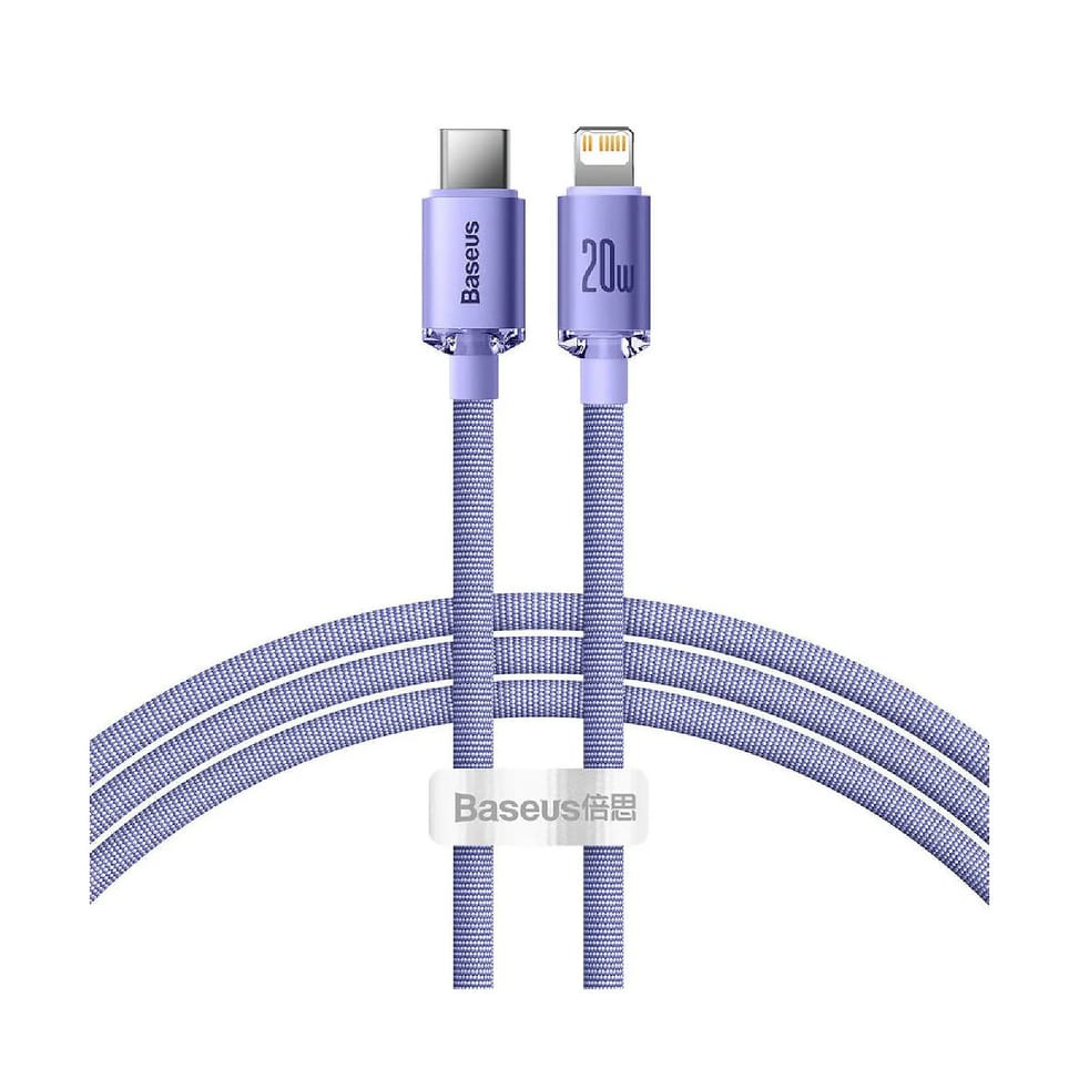 Baseus Câble Lightning vers USB-C 20W Crystal Shine Charge et Synchronisation 1,2m Lavande — image 2