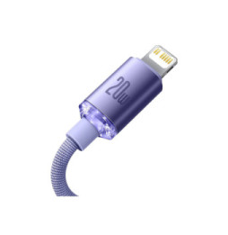 Baseus Câble Lightning vers USB-C 20W Crystal Shine Charge et Synchronisation 1,2m Lavande