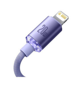 Baseus Câble Lightning vers USB-C 20W Crystal Shine Charge et Synchronisation 1,2m Lavande