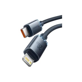 Baseus Câble Lightning vers USB-C 20W Crystal Shine Charge et Synchronisation 1,2m Noir — image 3