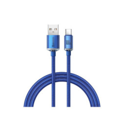 Baseus Câble USB-C vers USB-A 100W Série Crystal Shine Charge et Synchronisation 1,2m Bleu