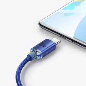Baseus Câble USB-C vers USB-A 100W Série Crystal Shine Charge et Synchronisation 1,2m Bleu — image 4