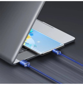 Baseus Câble USB-C vers USB-A 100W Série Crystal Shine Charge et Synchronisation 1,2m Bleu