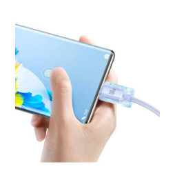 Baseus Câble USB-C vers USB-A 100W Série Crystal Shine Charge et Synchronisation 1,2m Lavande