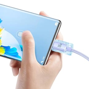 Baseus Câble USB-C vers USB-A 100W Série Crystal Shine Charge et Synchronisation 1,2m Lavande — image 3