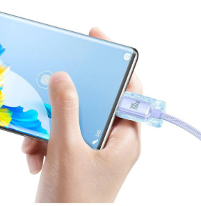 Baseus Câble USB-C vers USB-A 100W Série Crystal Shine Charge et Synchronisation 1,2m Lavande