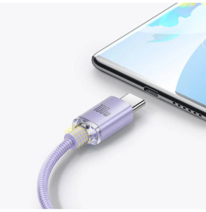 Baseus Câble USB-C vers USB-A 100W Série Crystal Shine Charge et Synchronisation 1,2m Lavande