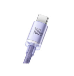 Baseus Câble USB-C vers USB-A 100W Série Crystal Shine Charge et Synchronisation 1,2m Lavande