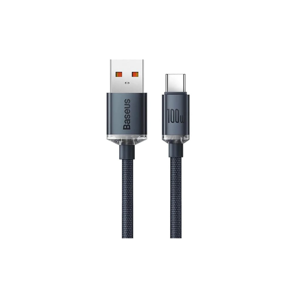 Baseus Câble USB-C vers USB-A 100W Série Crystal Shine Charge et Synchronisation 1,2m Noir — image 2