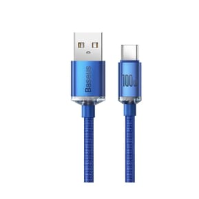 Baseus Câble USB-C vers USB-A 100W Série Crystal Shine Charge et Synchronisation 2m Bleu — image 2