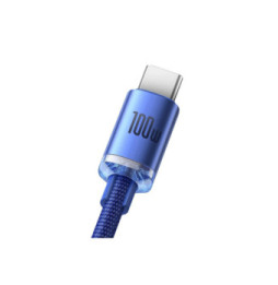 Baseus Câble USB-C vers USB-A 100W Série Crystal Shine Charge et Synchronisation 2m Bleu