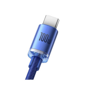 Baseus Câble USB-C vers USB-A 100W Série Crystal Shine Charge et Synchronisation 2m Bleu