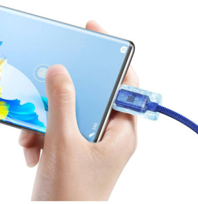 Baseus Câble USB-C vers USB-A 100W Série Crystal Shine Charge et Synchronisation 2m Bleu